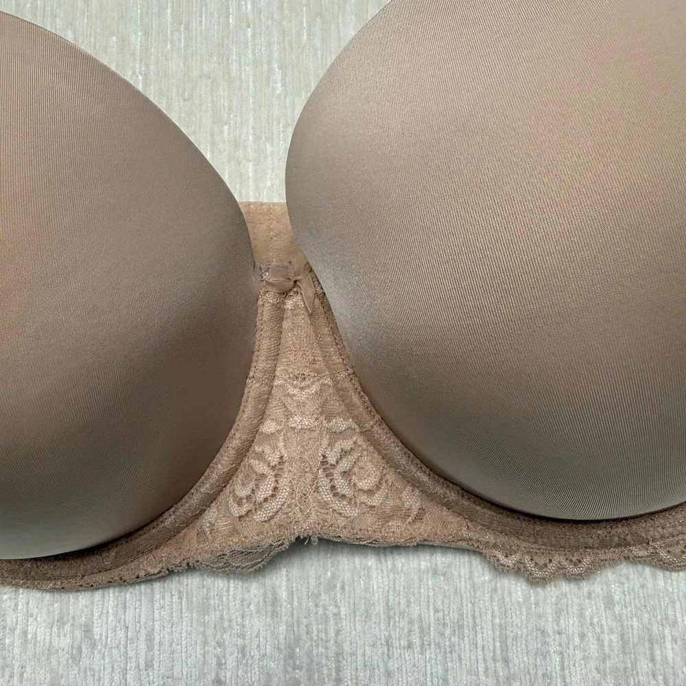 Torrid Curve Strapless Push Up Bra Womens 42DD Neutral Nude Floral Lace Padded